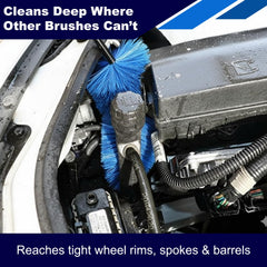 EZ Detail Big Wheel Brush cleaning inside wheel barrels and tight gaps.