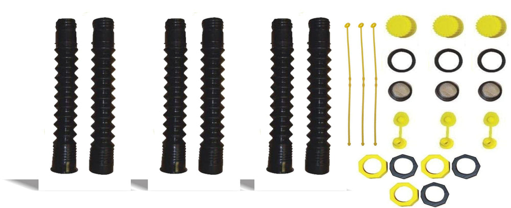 EZ-POUR HI-FLO spout 8-inch pour for fast draining and spill-free transfers.