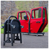 EZ4X4 2-Door Black Rolling Cart folded for compact storage and transport