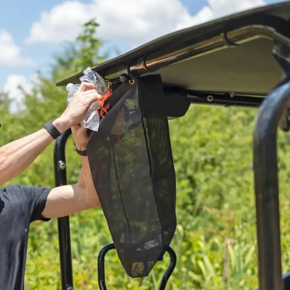 ezapex-utv-trash-sack-pvc-mesh-bag vented eyelets promote airflow during trips