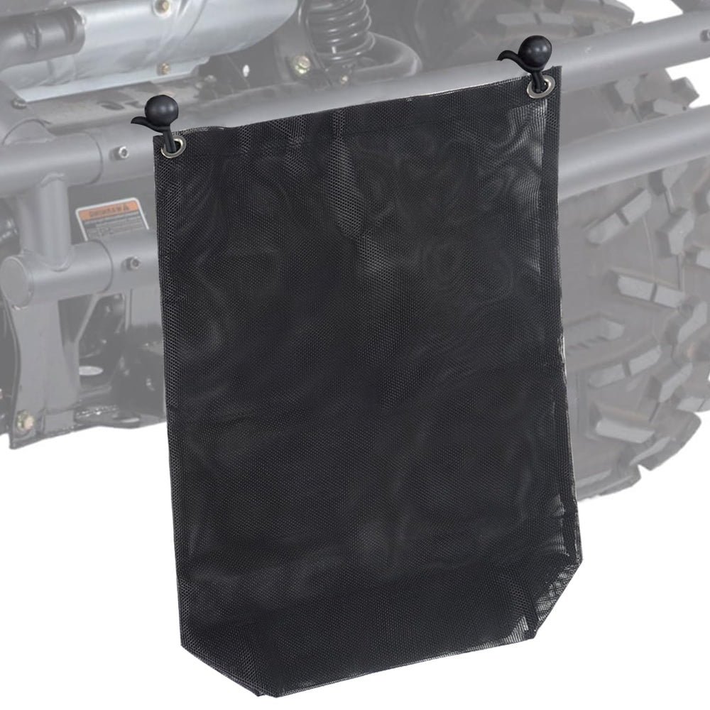 ezapex-utv-trash-sack-pvc-mesh-bag installed on Polaris RZR for vented waste collection