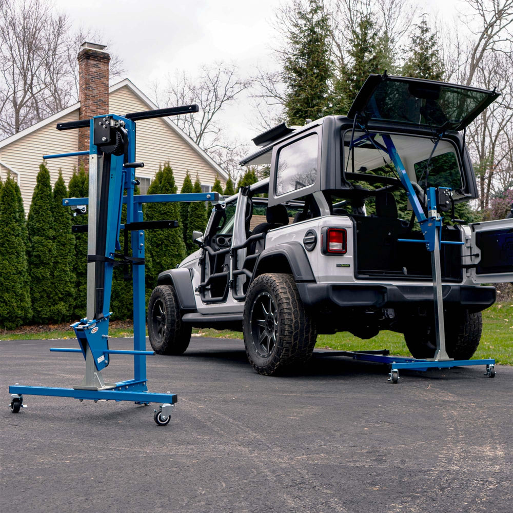 EZLIFT one-person operation simplifies solo removal of Jeep hardtops.