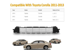 EzMech lower grille center for Toyota Corolla 2011-2013 enhances airflow and finish.