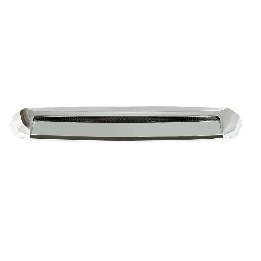 EzMech chrome hood molding close-up on Tundra, durable chrome finish.