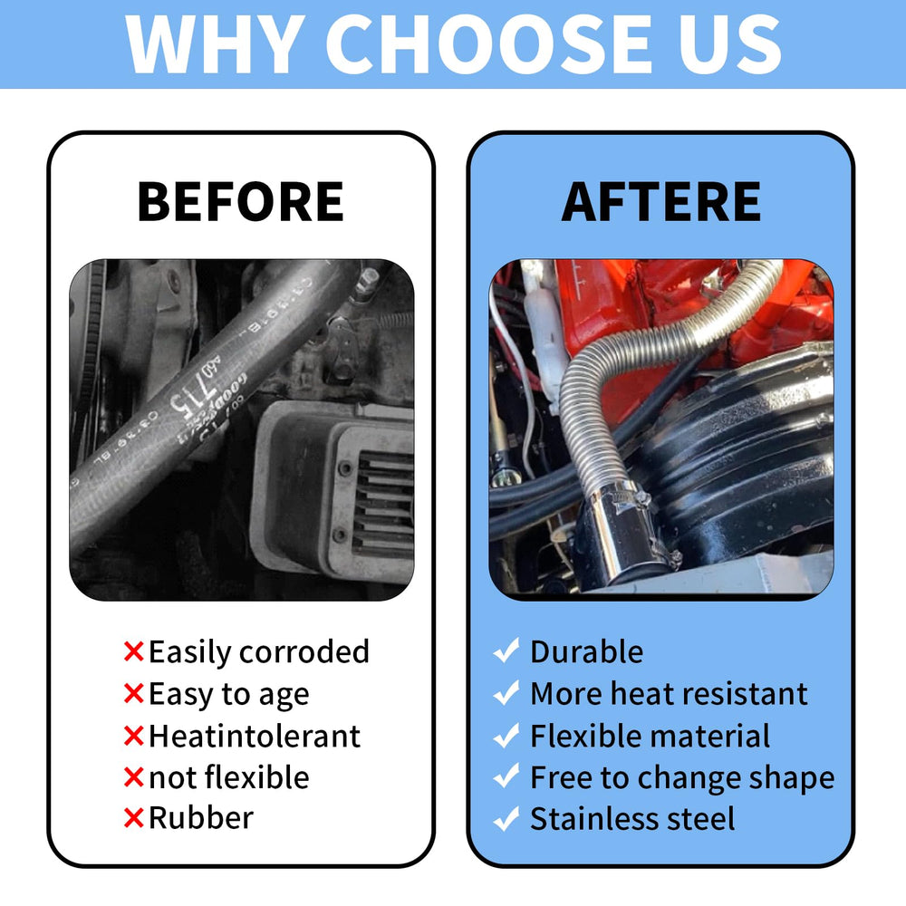 EZPROIT stainless steel hose resists cracking for longer engine life.