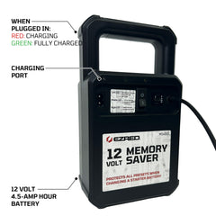 Protects radios, clocks, and keyless entry settings during maintenance.