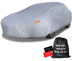 EzyShade 10-layer front view car cover protects classics from rain and sun.