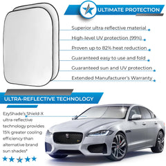 EzyShade windshield shade folded compact for easy storage and transport.