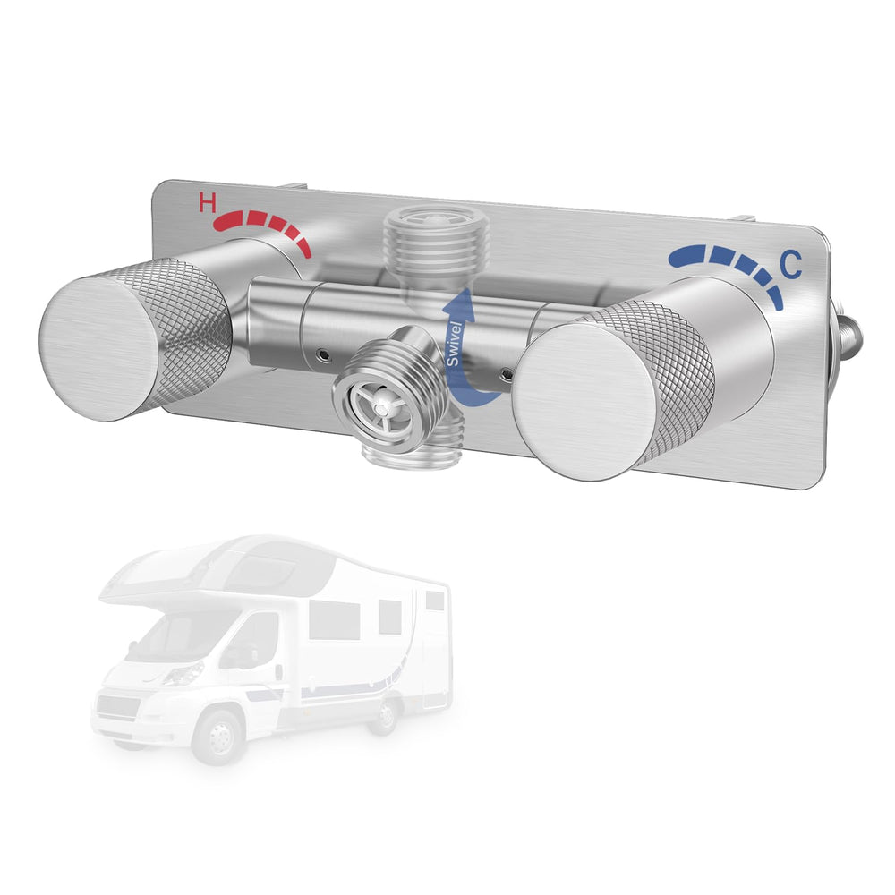 F-pianwe 4-inch all-metal RV shower valve shows durable build for indoor and outdoor use.