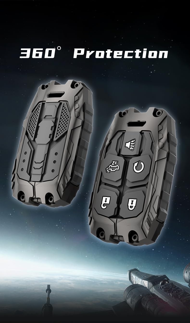 Facaizhu heavy key fob cover mech-style-design adds a modern look and durable protection.
