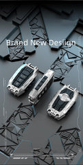 Facaizhu heavy metal key cover for Toyota Camry in black, emphasizing precise molding.