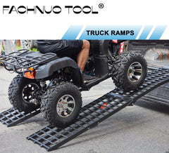 FACHNUO TOOL multi-vehicle ramp supports bikes, ATVs, and lawn equipment.