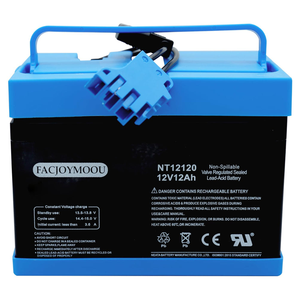 FACJOYMOOU 12V Peg Perego battery front view, reliable power for ride-on toys.