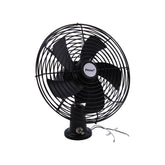 Facon 12V RV cooling fan front view highlights compact, durable metal housing for versatile mounting