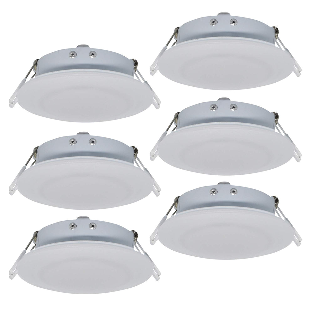 Facon 4.5-inch 12V RV puck light shows compact six-pack size for tight spaces.