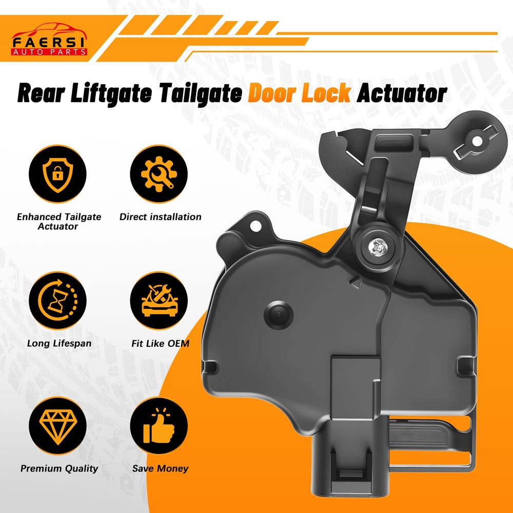 FAERSI tailgate lock solenoid replacement image highlights quick, direct-fit installation