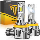 FAHREN H11 LED bulbs chip-module close-up for ultra-bright visibility.
