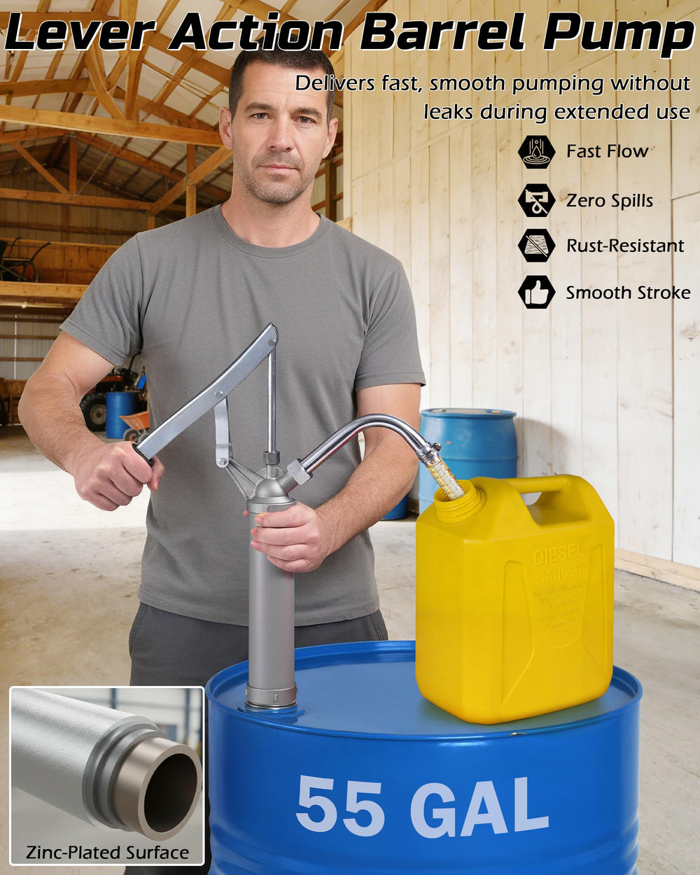 FAITIO all-aluminum drum pump shows durable construction
