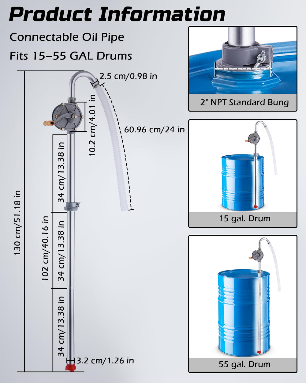 FAITIO aluminum body drum pump shows durable construction.