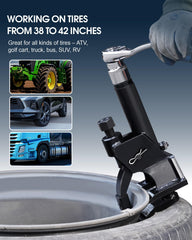FAITIO bead breaker drive screw action applies steady pressure.
