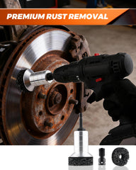 FAITIO hub cleaning disc with replaceable abrasive ring extends tool life.