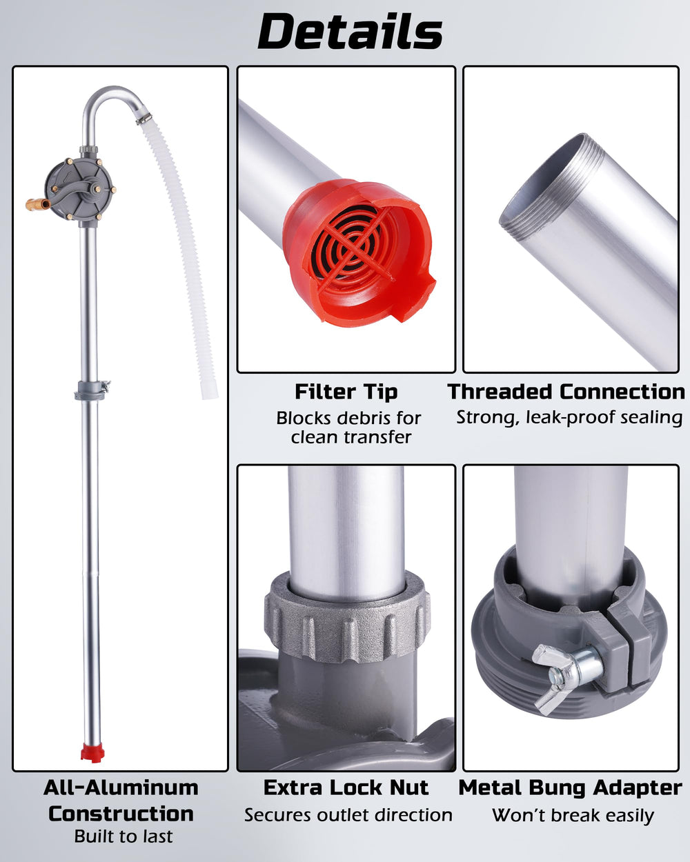 FAITIO kerosene-compatible drum pump for non-corrosive fluids.