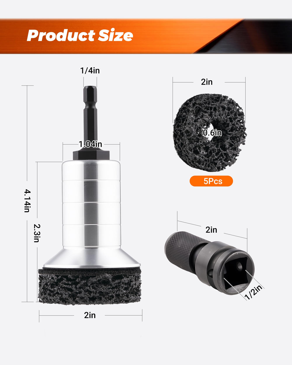 FAITIO wheel hub cleaner is compatible with drills and 1/2-inch wrenches.