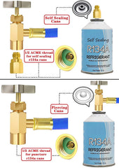 Fanovo R134a self-sealing adapter ensures compatibility with self-sealing cans for cleaner operation.