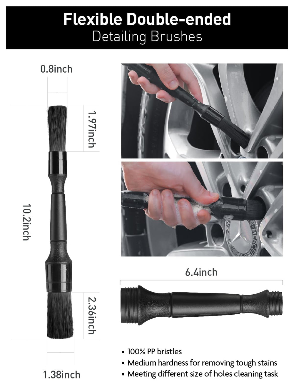 Fantasticlean double-ended detailing brush offers versatile cleaning options.