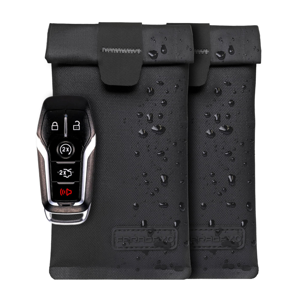 Faraday Defense Key Fob Jacket front view showing a slim shielded design