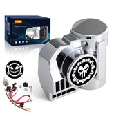 FARBIN 12V air horn with silver shell for cars and motorcycles; high alert on the road.