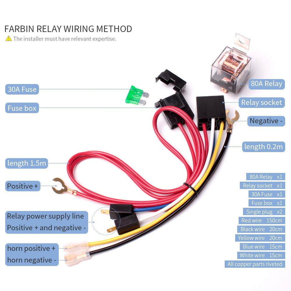 FARBIN black-horn-with-buttons fits a wide range of 12V vehicles