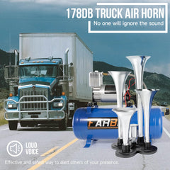 FARBIN blue air horn kit assembled for bold, audible warnings.