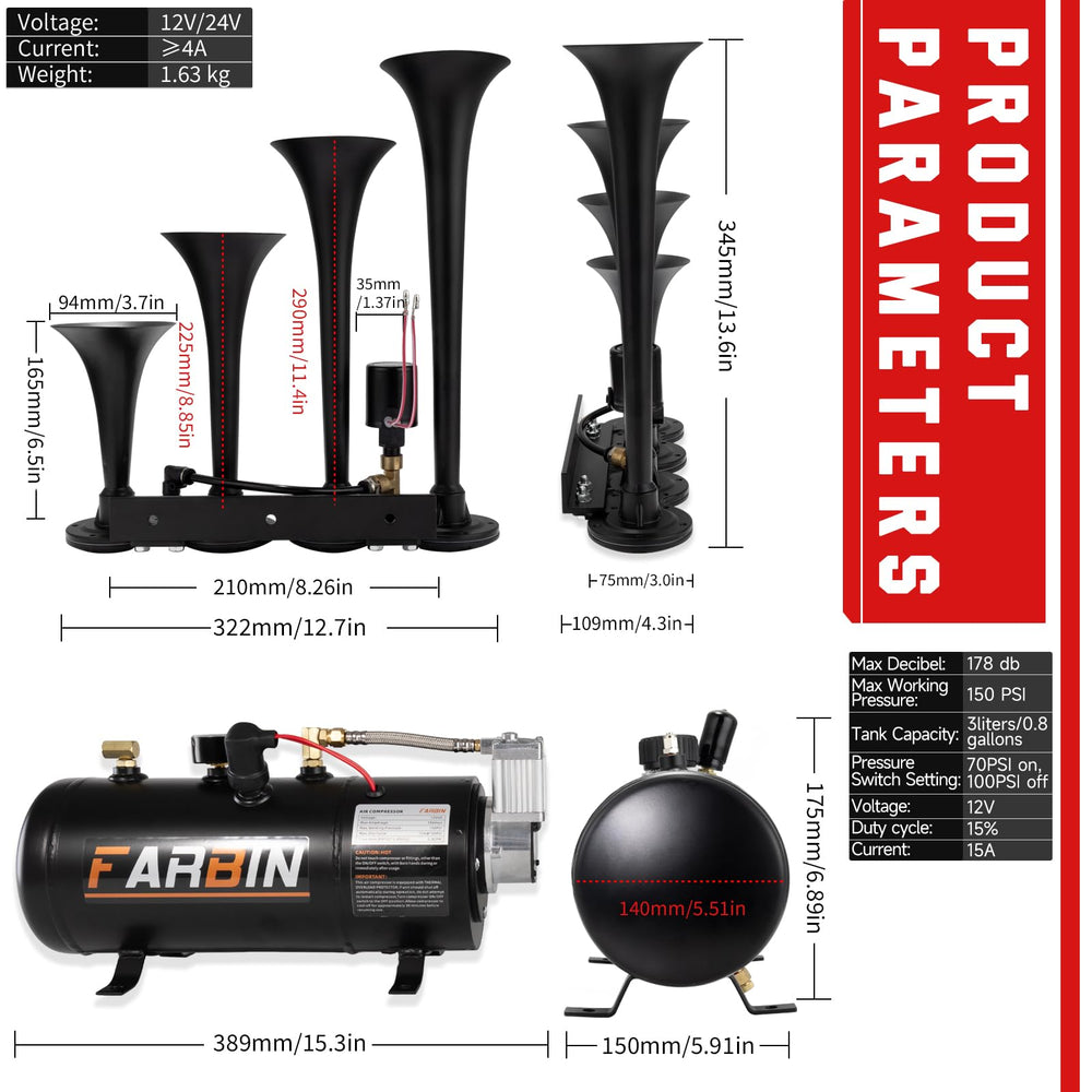 FARBIN complete installation kit with hardware and wiring for DIY setup