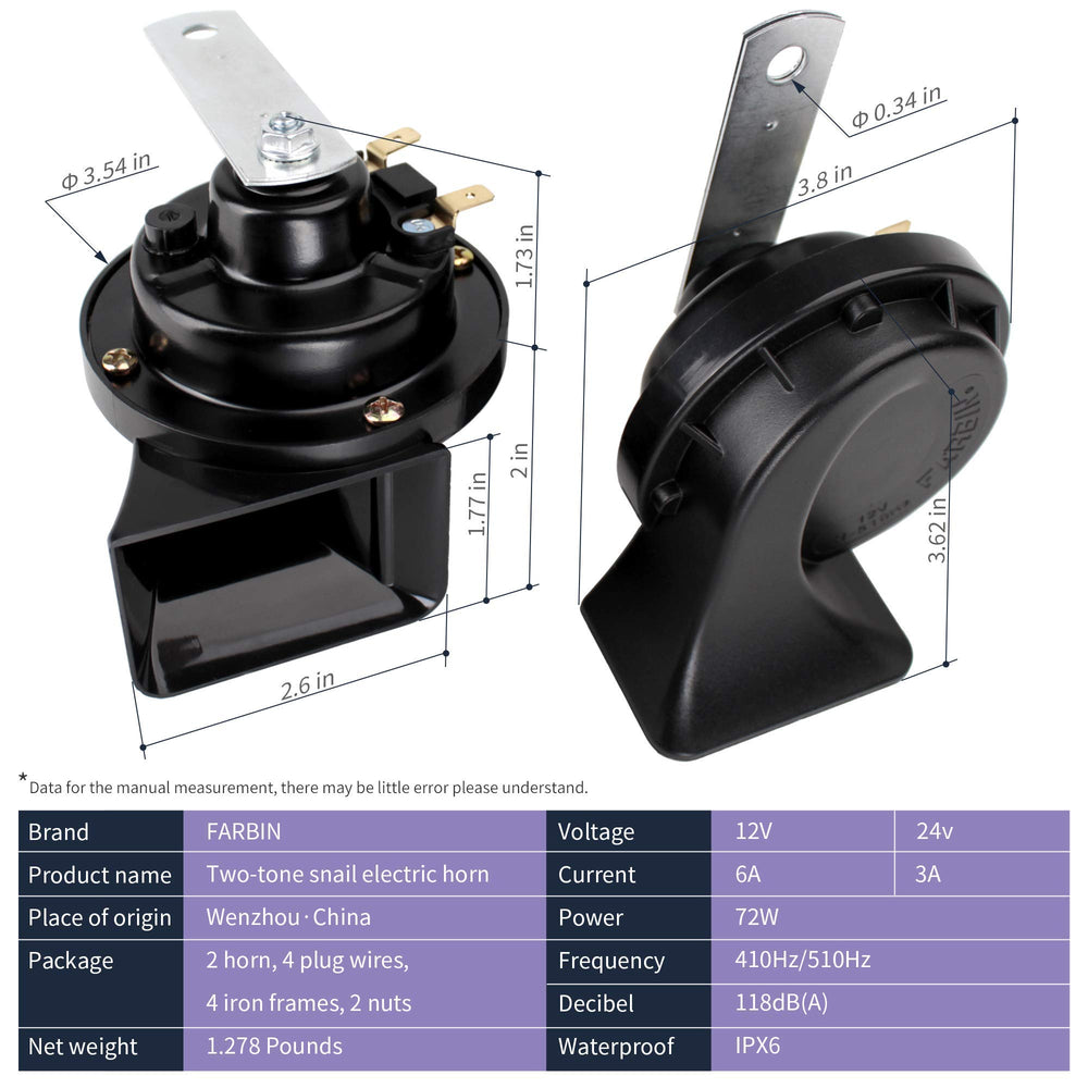 Farbin switch button enables quick, controlled horn activation.