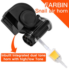 FARBIN compact train horn shown, enhancing warning power in tight spaces