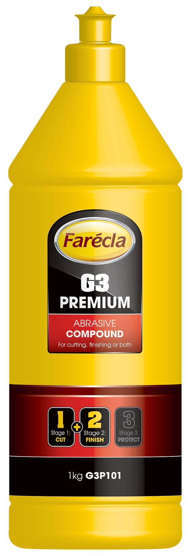 Farécla G3P101 bottle ready for professional machine polishing on modern paints.