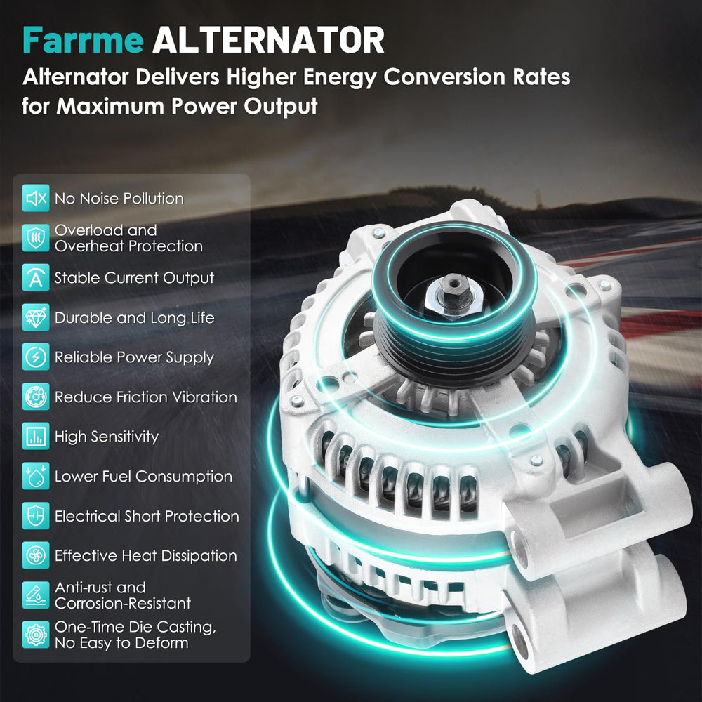 Farrme 11113 compact-design alternator showing CNC construction and long life