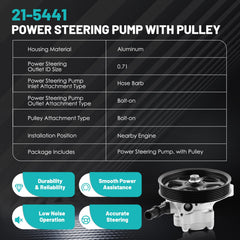 Farrme power steering pump reservoir close-up emphasizes durable aluminum construction.