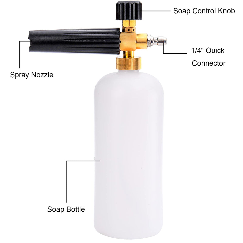 Fasmov foam cannon brass core detail emphasizes durability during frequent washes.