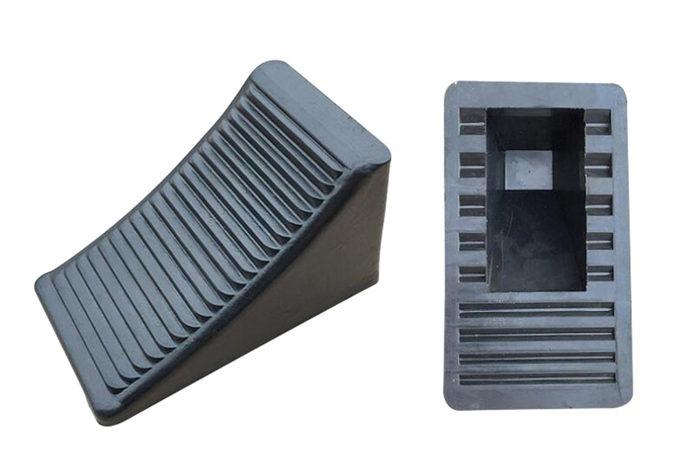 Fasmov nonslip, oil-resistant wheel chock enhances traction for parked cars and trailers.