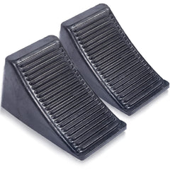 Fasmov two-pack solid rubber wheel chocks provide secure parking on uneven surfaces.