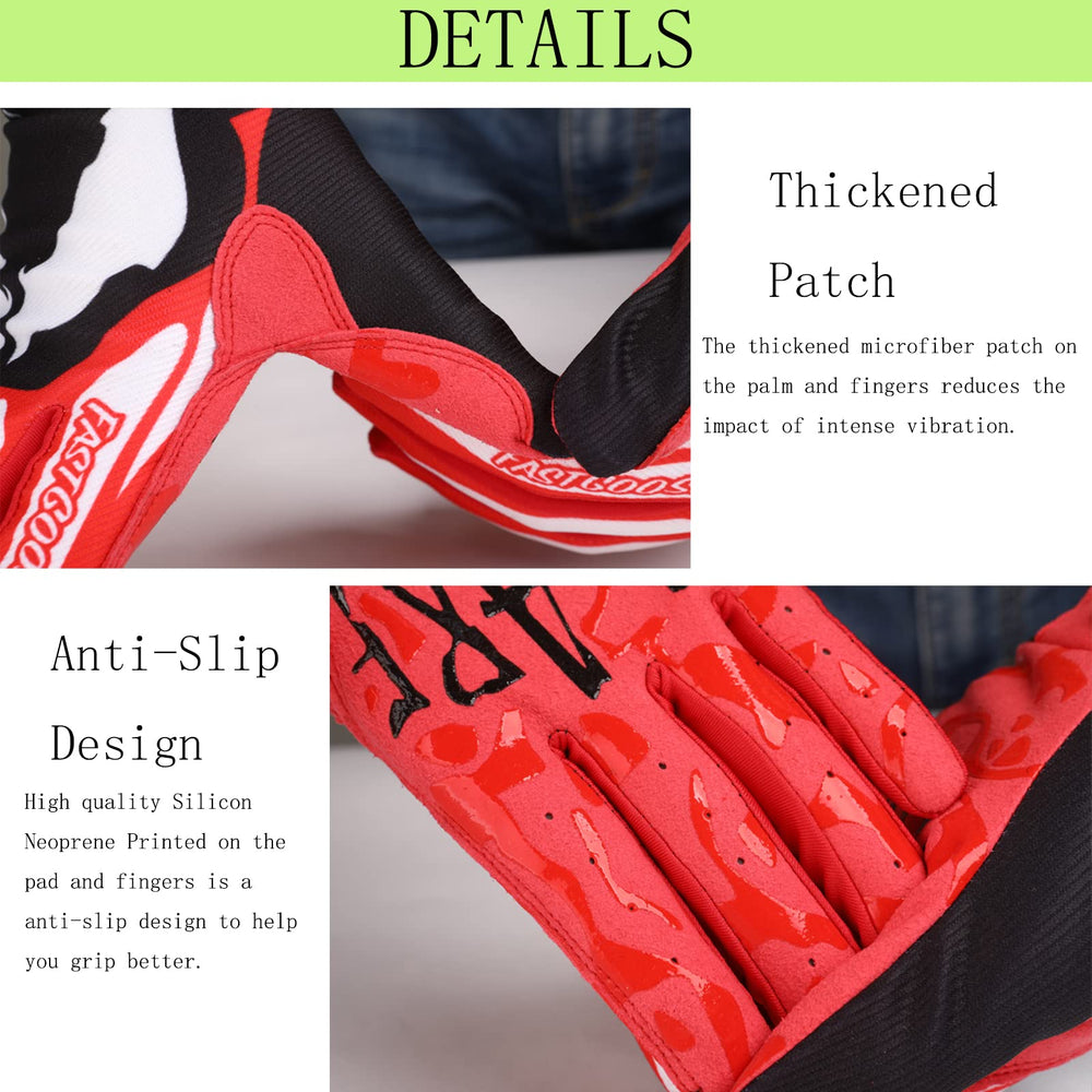 FASTGOOSE dirt bike gloves palm with anti-slip grip for secure handlebar control.