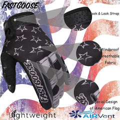 FASTGOOSE gloves with stretchy fabric for a flexible, snug fit during rides.