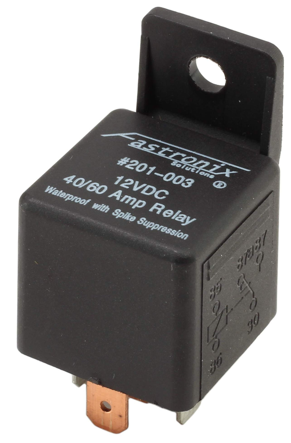 Fastronix 40/60A relay showing negative spike suppression for electrical stability.