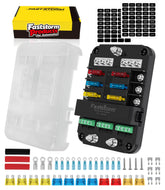 FASTSTORM 12V 6-Way fuse block with relay for reliable power distribution on vehicles.
