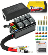FASTSTORM fuse relay box front view with built-in diodes for surge protection