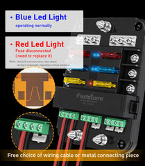 FASTSTORM LED indicators simplify diagnostics by signaling normal function or blown fuses.