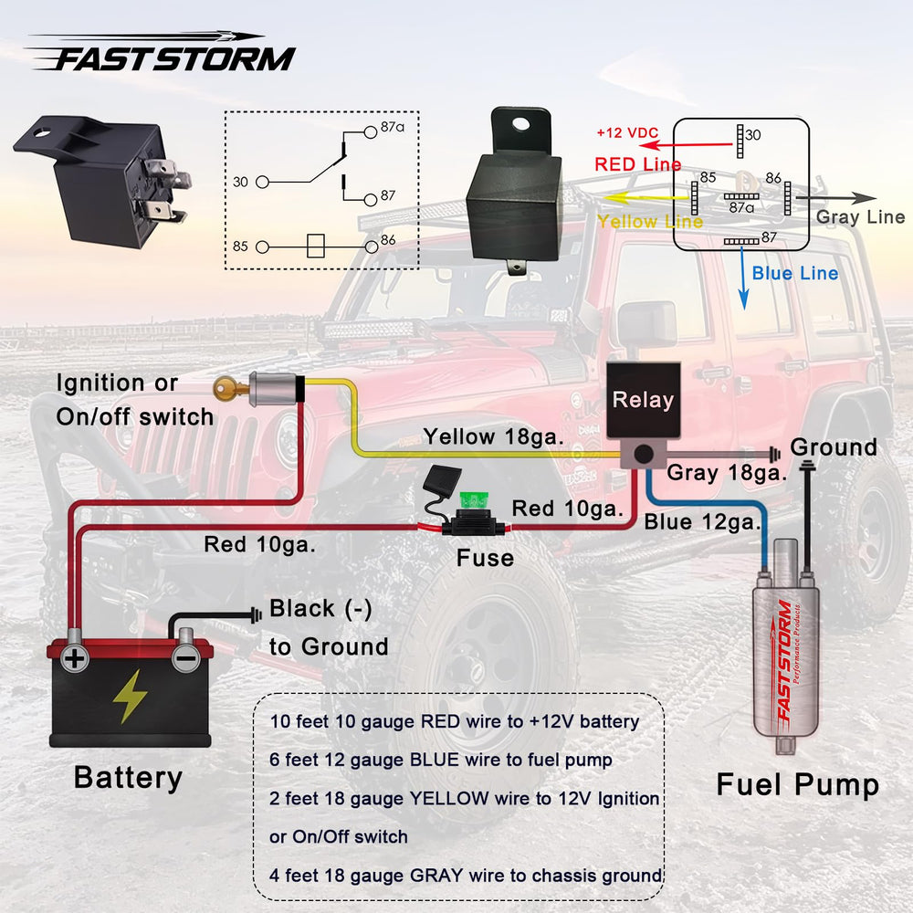 FASTSTORM relay harness with connectors for easy wiring