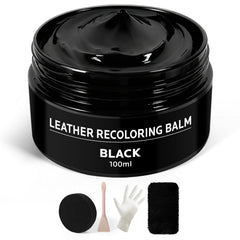 FAVIRZCE black leather balm bottle closeup showing easy dye application for quick touch-ups.